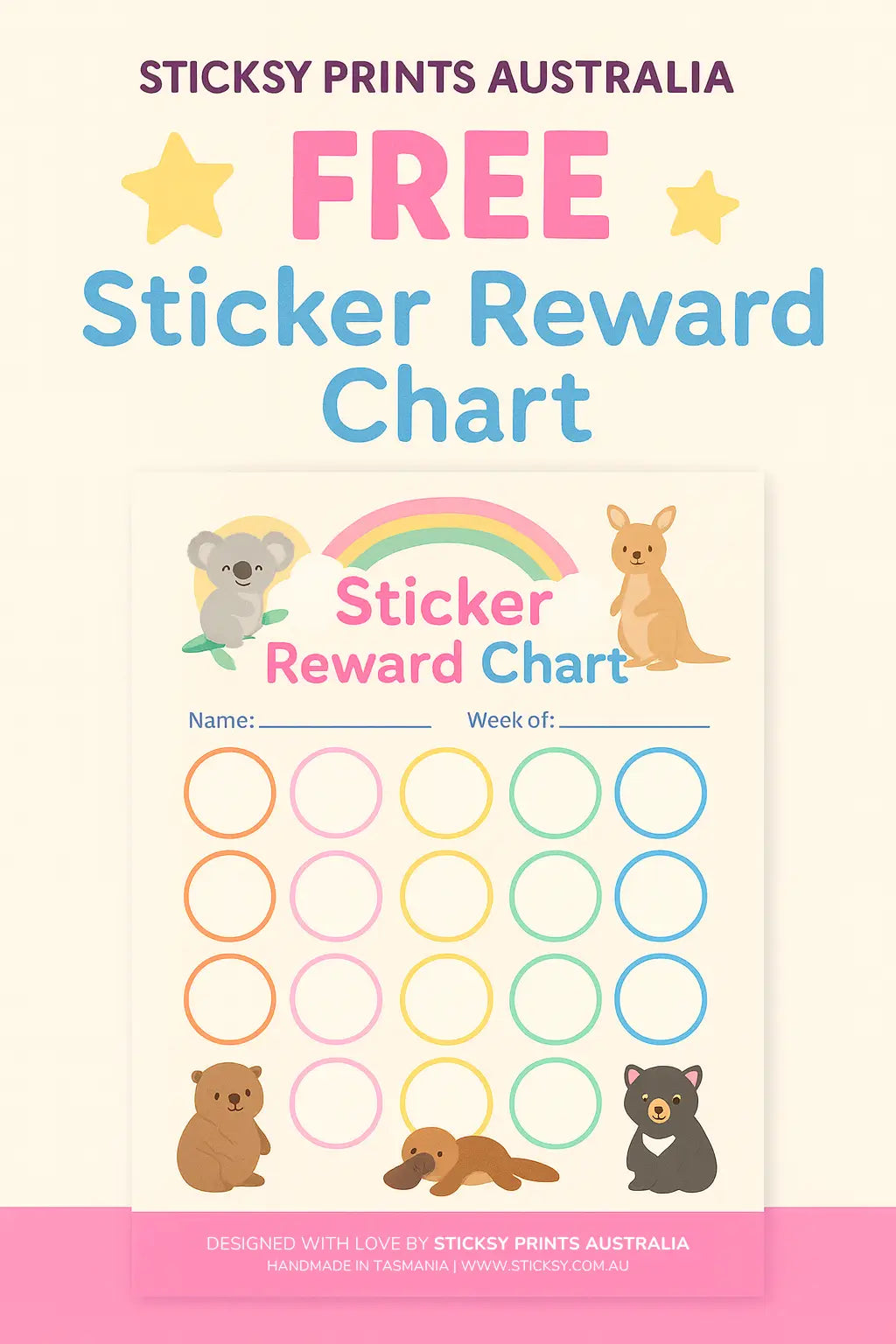 Free Kids Sticker Reward Chart Printable | Sticksy Prints Australia - Sticksy Prints Australia