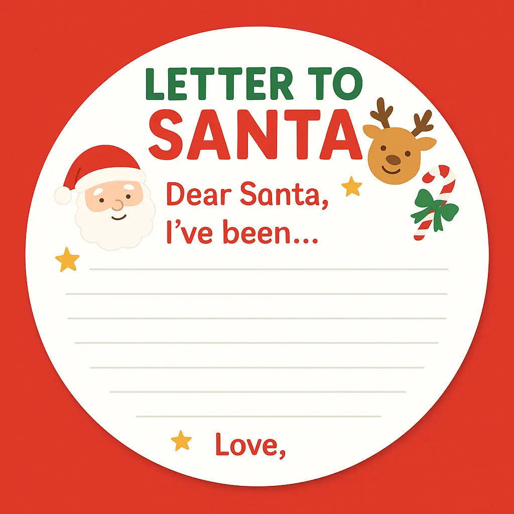 Free Printable: Letter to Santa Template for Kids - Sticksy Prints Australia