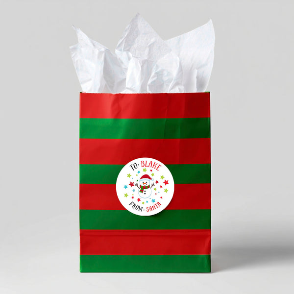 Personalised Kids Christmas Sticker Labels Snowman From Santa