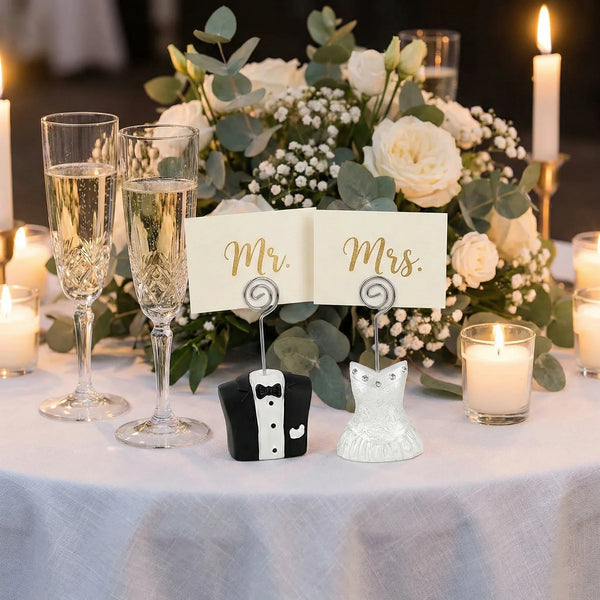 10 Pack of 5 Bride 5 Groom Wedding Name Card Place Stand - Wedding Table Decoration Bomboniere Favour Gift - Sticksy Prints Australia