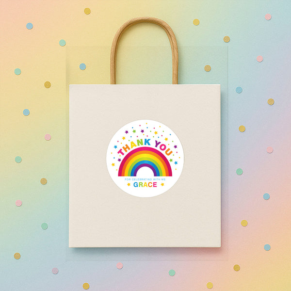 rsonalised Kids Birthday Stickers Rainbow Custom Name Party Favour