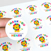 Personalised Kids Birthday Stickers Lion Rainbow Thank You Name Party Favour