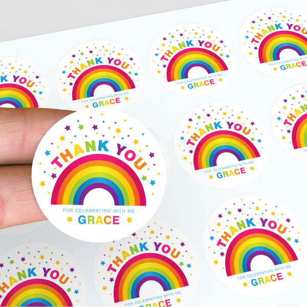 rsonalised Kids Birthday Stickers Rainbow Custom Name Party Favour