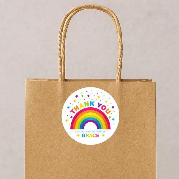 rsonalised Kids Birthday Stickers Rainbow Custom Name Party Favour