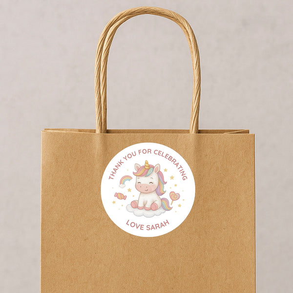 Personalised Kids Birthday Sticker Labels Baby Unicorn