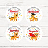 Personalised Teacher Reward Stickers Custom Name Label Tasmanian Tiger Thylacine