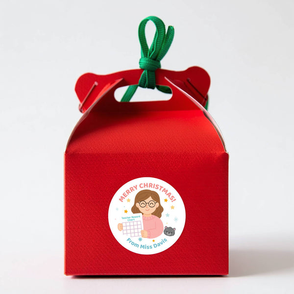 Personalised Female Teacher Christmas Stickers – Custom Holiday Stickers for Teachers