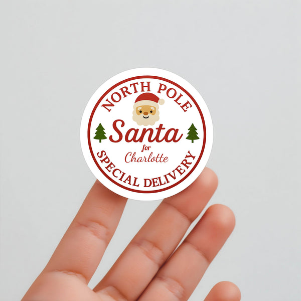 Personalised Christmas Sticker Labels North Pole Santa Special Delivery