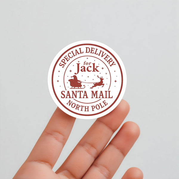 Personalised Christmas Sticker Labels North Pole Special Delivery Name