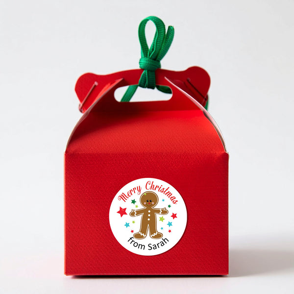 Personalised Kids Christmas Sticker Labels Gingerbread Man
