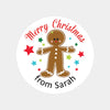 Personalised Kids Christmas Sticker Labels Gingerbread Man