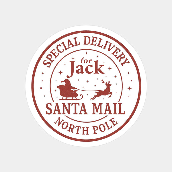 Personalised Christmas Sticker Labels North Pole Special Delivery Name