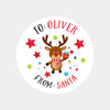 Personalised Kids Christmas Sticker Labels Reindeer Stars From Santa