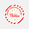 Personalised Christmas Sticker Labels Kids Candy Cane Name