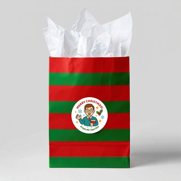 Personalised Male Teacher Christmas Stickers – Custom Holiday Stickers for Teachers