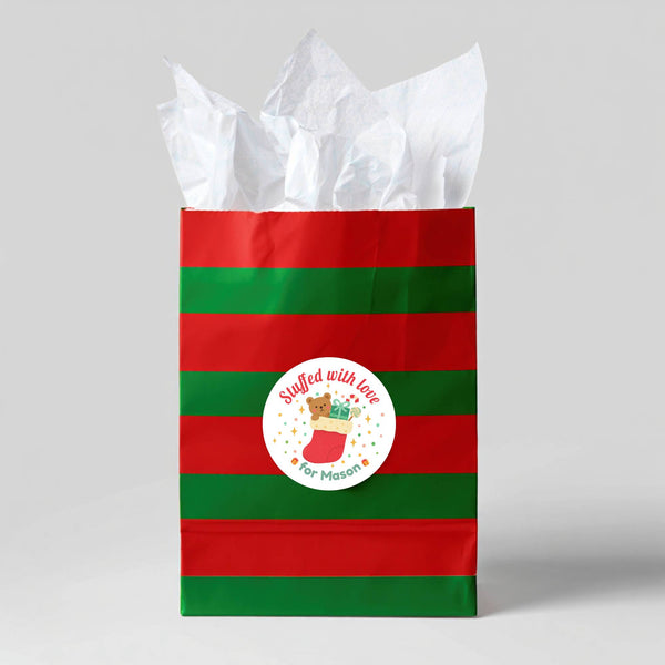 Personalised Christmas Stickers Stuffed With Love Custom Name Gift Labels