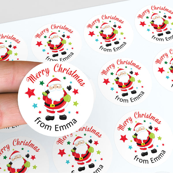 Personalised Kids Christmas Sticker Labels Santa Xmas