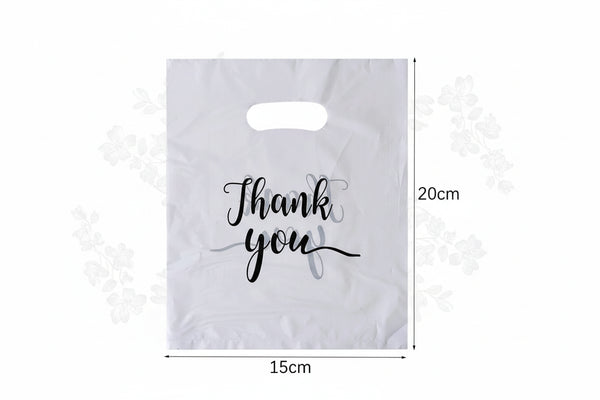 100pk White Thank You Gift Bags for Guests | 3 Sizes