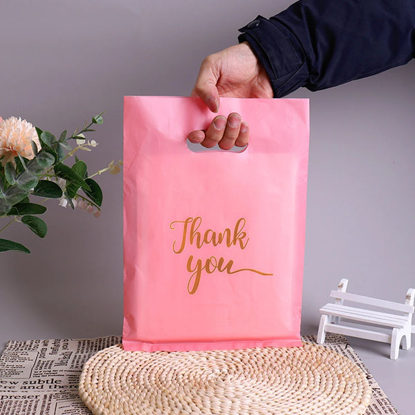 100pk Pink Thank You Gift Bags for Guests | 3 Sizes
