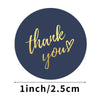 500x “Thank You” Stickers 1 Inch (2.5cm) Blue & Gold Round Sealing Labels on Roll - Sticksy Prints Australia