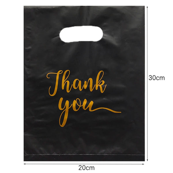 100pk Black Thank You Gift Bags for Guests | 3 Sizes