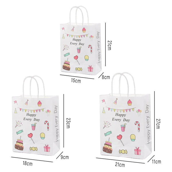 50pcs Colourful Kraft Paper Gift Bags – Eco-Friendly Party Favour Bags with Handles - Sticksy Prints Australia