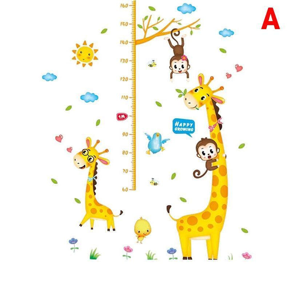 Jungle Giraffe & Monkey Height Chart - Removable Nursery Wall Sticker - Sticksy Prints Australia