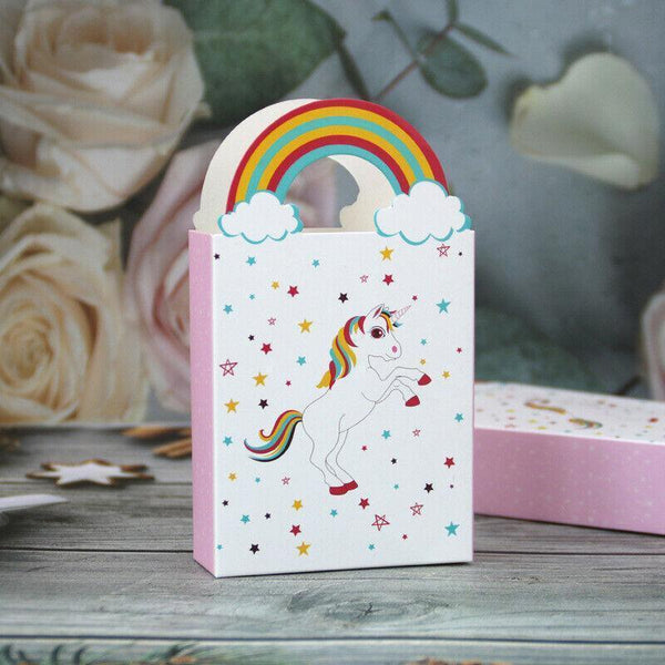 20pcs Unicorn Party Favour Boxes – Rainbow Handle Treat Bags for Kids Birthdays & Events - Sticksy Prints Australia