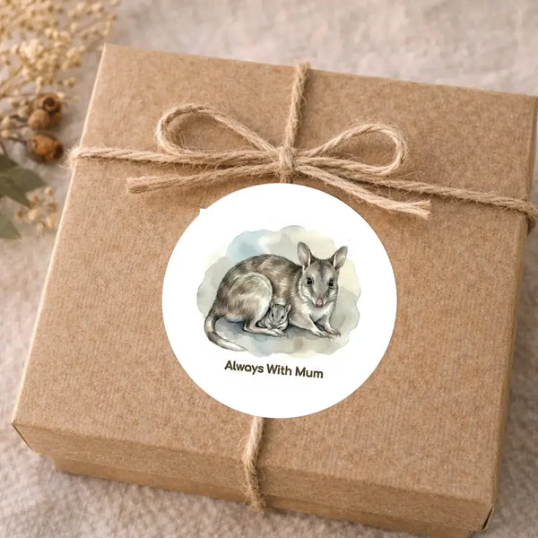 Always With Mum Sticker – Eastern Barred Bandicoot Mother & Joey Tasmanian Wildlife Sticker - Sticksy Prints Australia