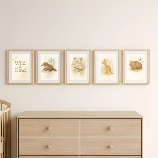 Australian Animal Wall Art Set – “Wild & Kind” (Instant Download, A4–A2 + 12x18 + 16x20) - Sticksy Prints Australia