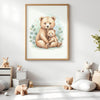 Baby Bear & Cub Nursery Print – Woodland Animal Wall Art Neutral Baby Room Decor Printable Nursery Poster Calm