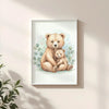 Baby Bear & Cub Nursery Print – Woodland Animal Wall Art Neutral Baby Room Decor Printable Nursery Poster Calm