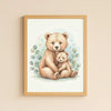 Baby Bear & Cub Nursery Print – Woodland Animal Wall Art Neutral Baby Room Decor Printable Nursery Poster Calm
