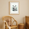 Baby Panda & Cub Nursery Print – Woodland Animal Wall Art Neutral Baby Room Decor Watercolour Panda Artwork Printable