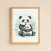 Baby Panda & Cub Nursery Print – Woodland Animal Wall Art Neutral Baby Room Decor Watercolour Panda Artwork Printable