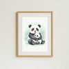 Baby Panda & Cub Nursery Print – Woodland Animal Wall Art Neutral Baby Room Decor Watercolour Panda Artwork Printable