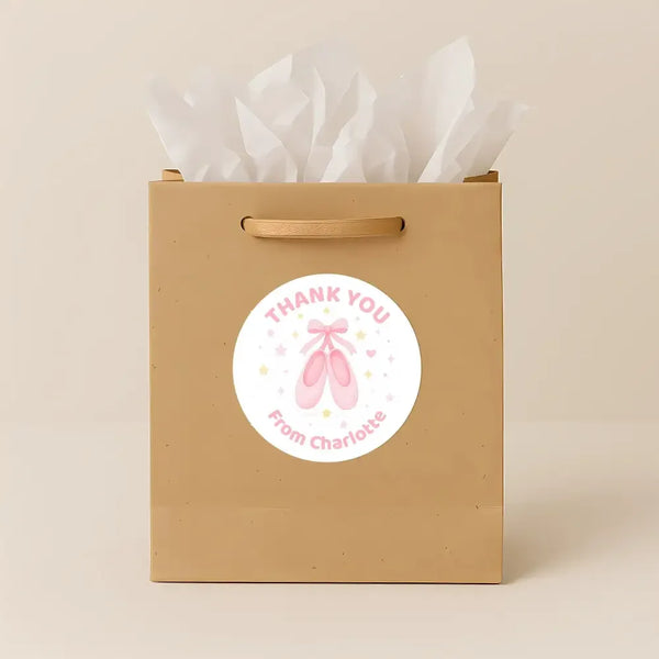 Ballerina Thank You Stickers – Ballet Dress, Slippers, Ballerina Bear & Wand | Personalised Party Favour Labels - Sticksy Prints Australia