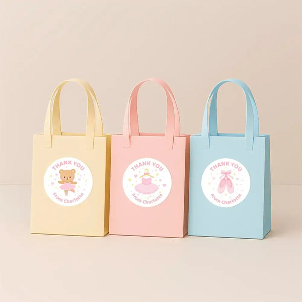 Ballerina Thank You Stickers – Ballet Dress, Slippers, Ballerina Bear & Wand | Personalised Party Favour Labels - Sticksy Prints Australia
