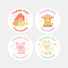 Barnyard Farm Animal Thank You Stickers – Barn & Chicks Highland Cow Pig & Goat | Personalised Party Favour Labels