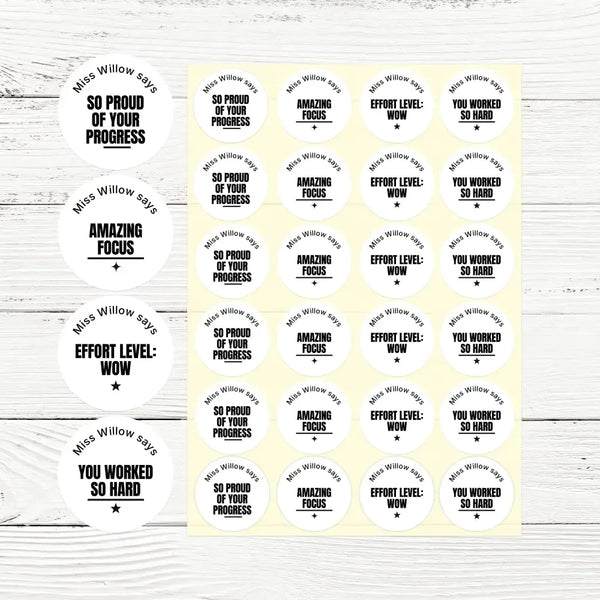 Bold Minimalist Teen Effort Stickers – Personalised Teacher Progress & Motivation Stickers - Sticksy Prints Australia