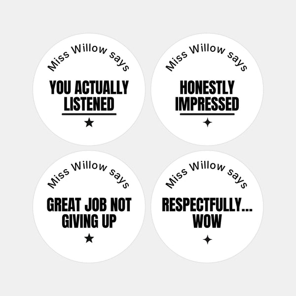Bold Sarcastic Teen Behaviour Stickers – Personalised Minimalist Teacher Reward Stickers