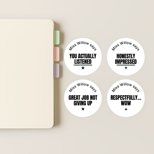 Bold Sarcastic Teen Behaviour Stickers – Personalised Minimalist Teacher Reward Stickers