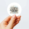 Born Wild in Tasmania Wombat Sticker – Tasmanian Mother & Joey Wildlife Sticker - Sticksy Prints Australia