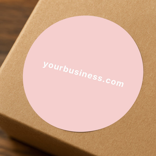 Business Website URL Stickers | Round Packaging Labels for Small Businesses Pink