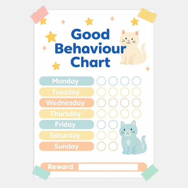 Cat Reward Chart for Kids – Good Behaviour Printable (A4)