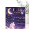 Celestial Unicorn Birthday Invitations | Personalised Magical Party Invites - Sticksy Prints Australia