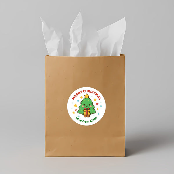 Christmas Tree Gift Stickers β Personalised Name Label