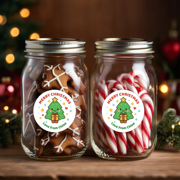 Christmas Tree Gift Stickers β Personalised Name Label