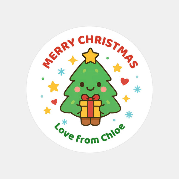 Christmas Tree Gift Stickers β Personalised Name Label