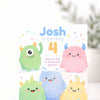 Cute Monster Birthday Invitations | Personalised Kids Party Invites - Sticksy Prints Australia